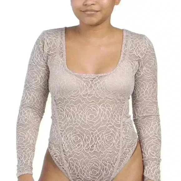 Free People In My Head Sheer Lace Purple Bodysuit Small Fairy Whimsigoth - Picture 3 of 6